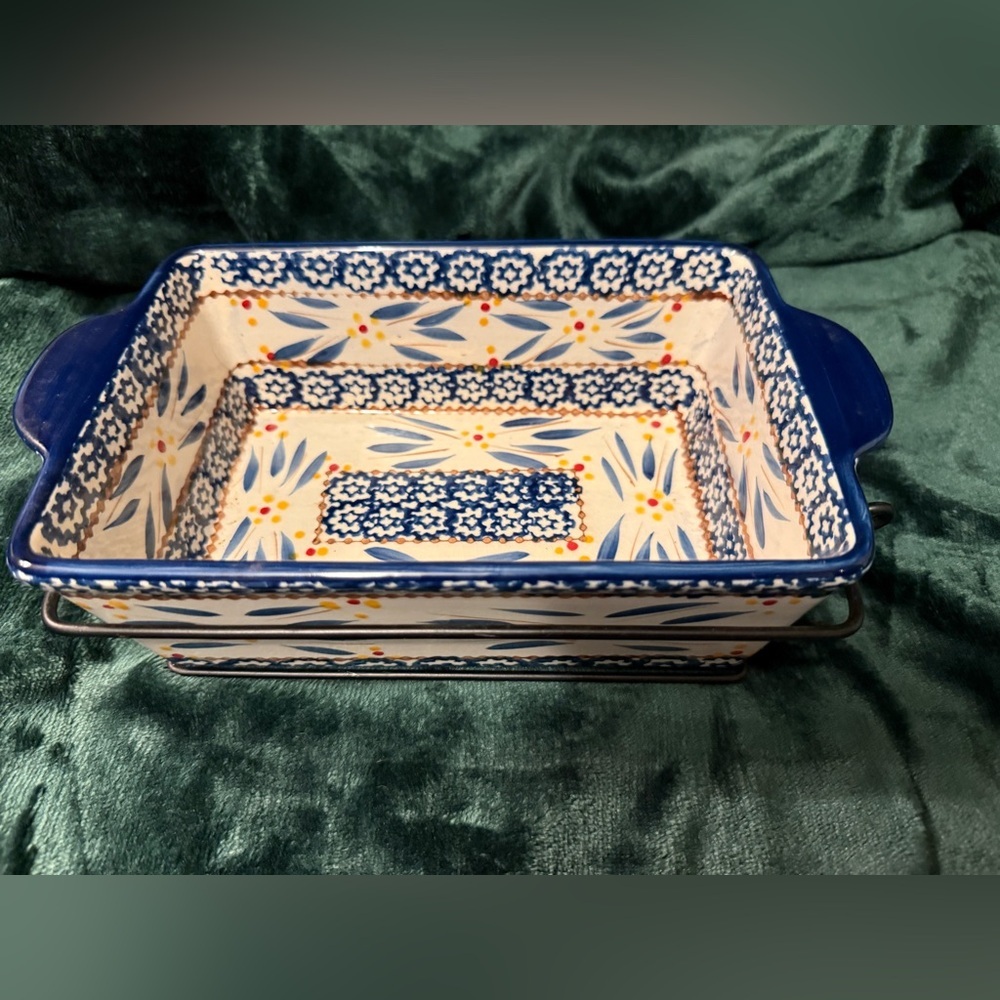 Temptations by Tara old world blue 1.5 qt rectangular baking dish. 3 Pieces